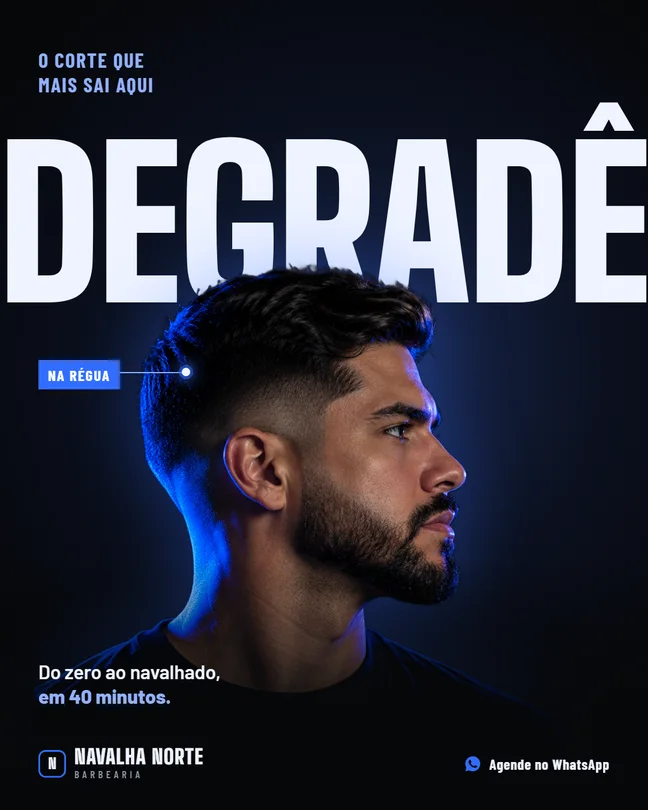 Exemplo de post da Runvy para barbearia, com a identidade visual do negócio