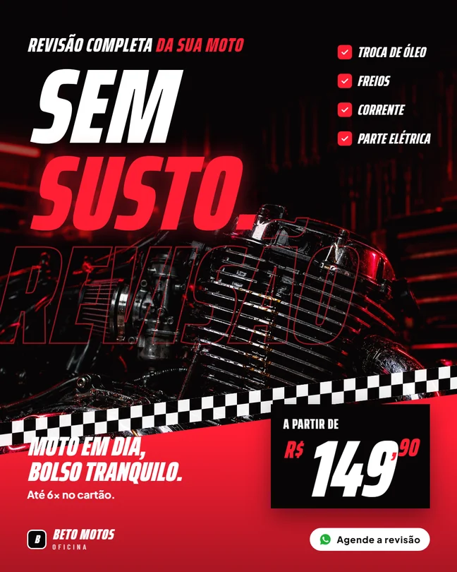 Exemplo de post da Runvy para oficina, com a identidade visual do negócio
