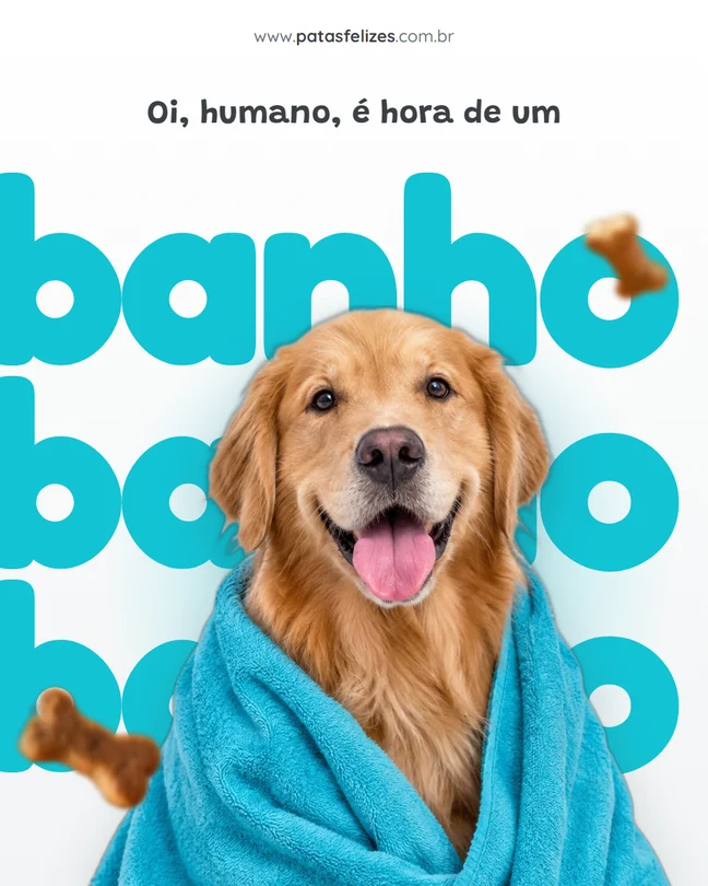 Exemplo de post da Runvy para pet shop, com a identidade visual do negócio